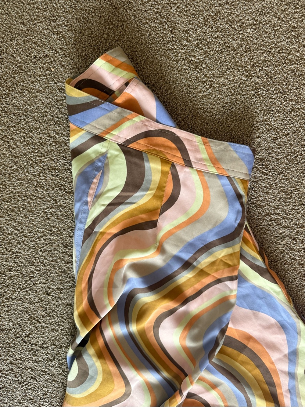 Urban Outfitters Multicolor Wavy Wide-Leg Pants - Blue, Brown, Pink - Picture 4 of 4